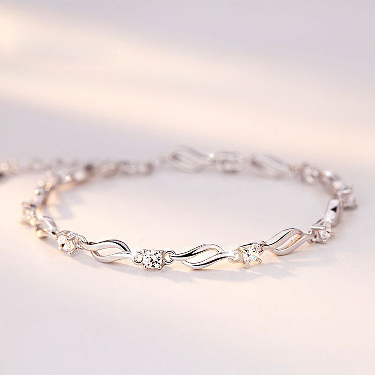 Silver-Plated Crystal Love Bracelet