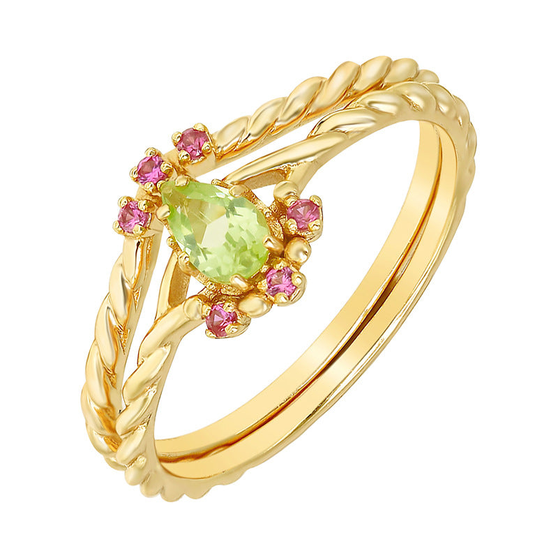 Retro Natural Olivine Ring