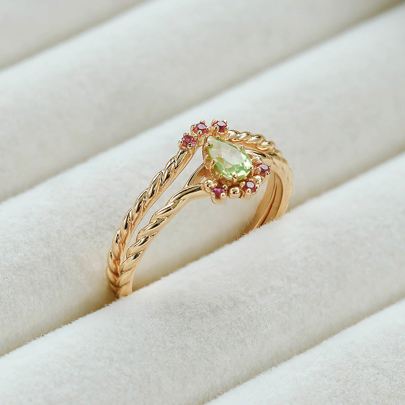 Retro Natural Olivine Ring