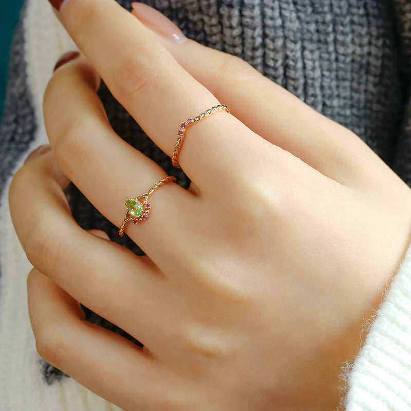 Retro Natural Olivine Ring