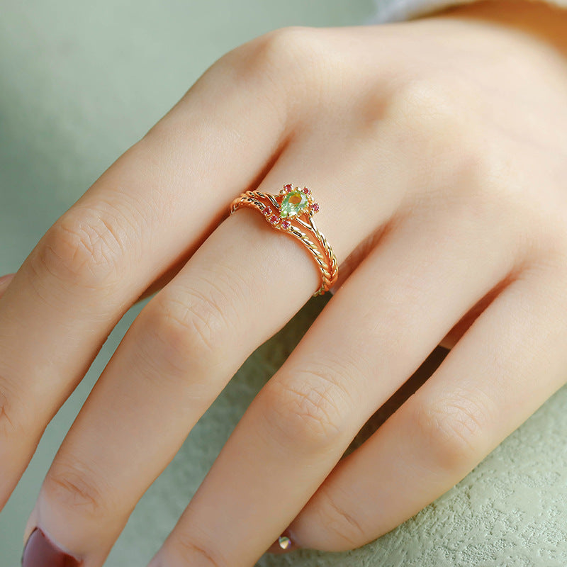 Retro Natural Olivine Ring