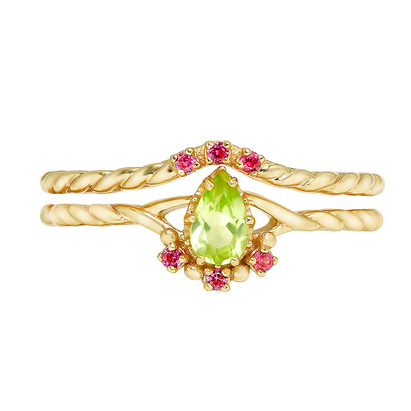 Retro Natural Olivine Ring