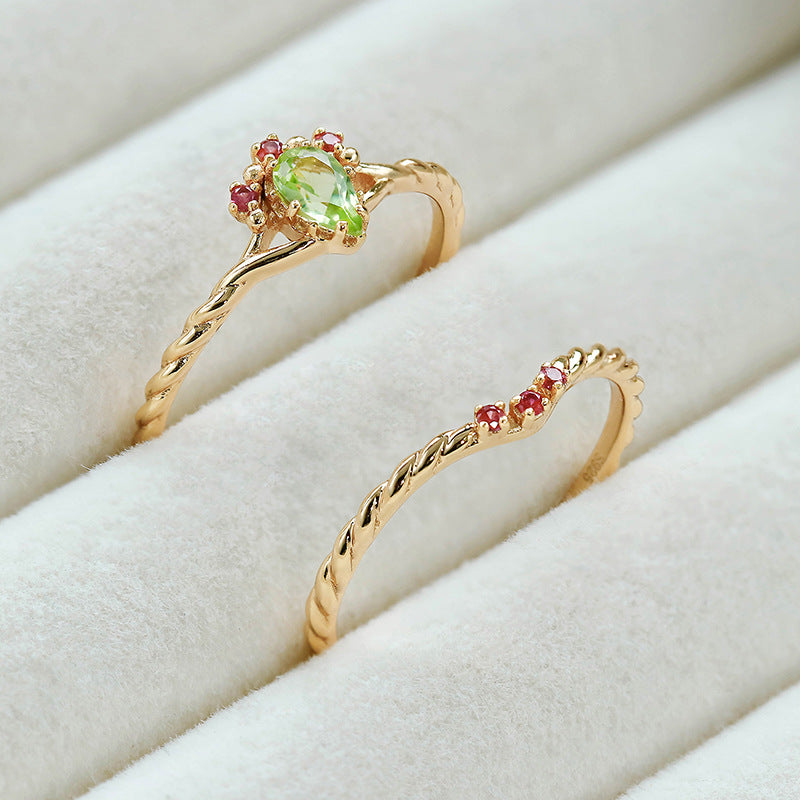 Retro Natural Olivine Ring